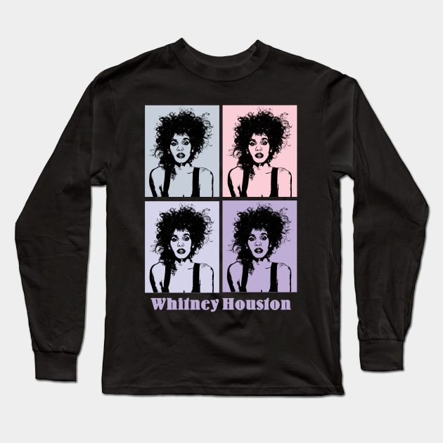 Whitney Houston 80s Pop Art Long Sleeve T-Shirt by KERIKIL